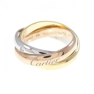 Cartier Trinity Au750 Three Gold Diamond Ring Size 8.5